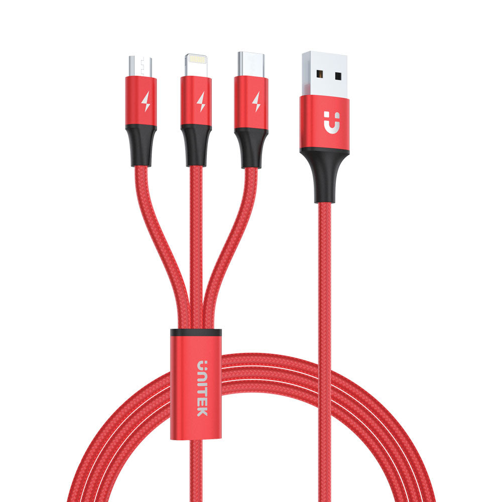 UNITEK 1.2M TYPE-C,MICRO USB,LIGHT CABLE (C4049RD)