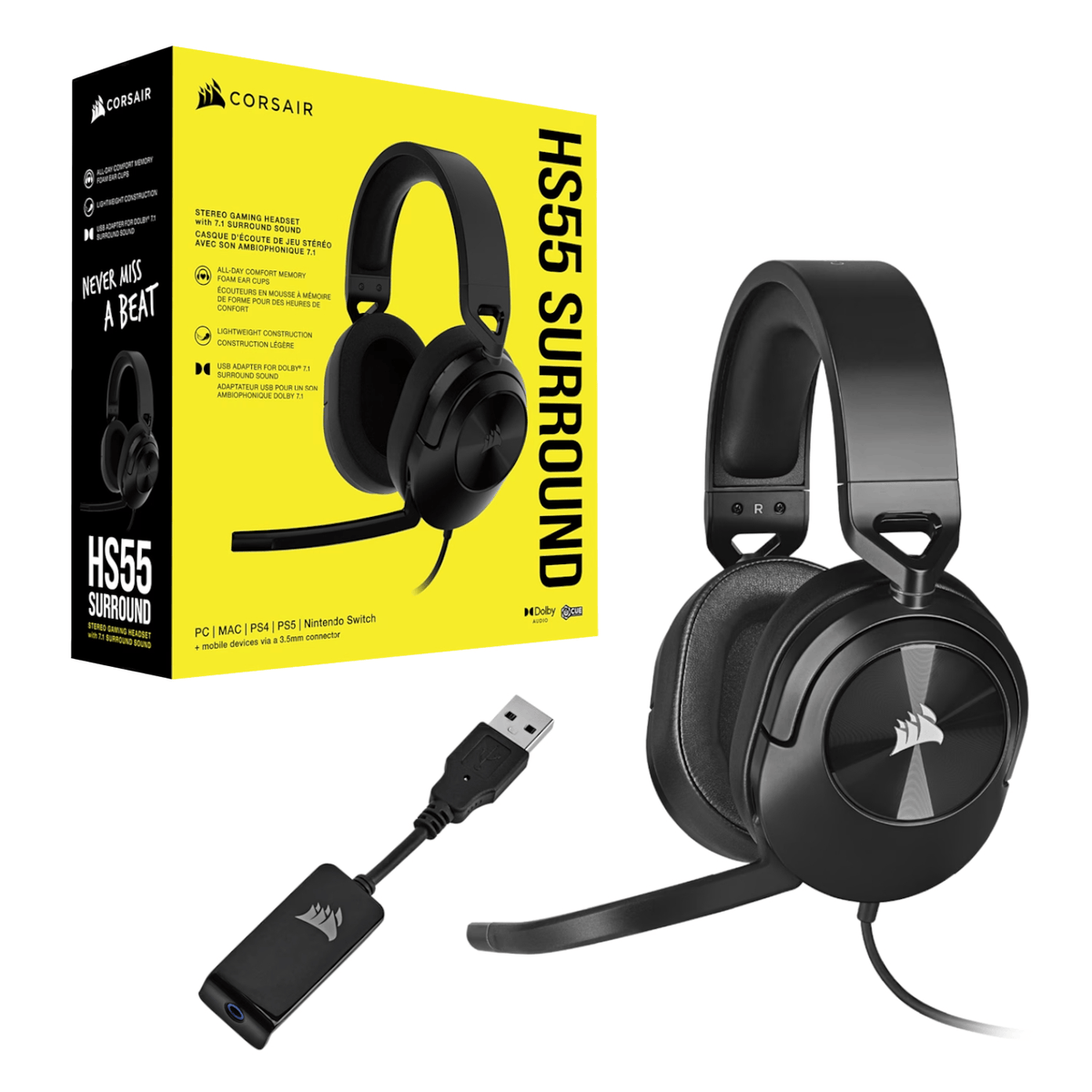 Corsair HS55 Surround Wired Gaming Headset - Carbon Black – image 4