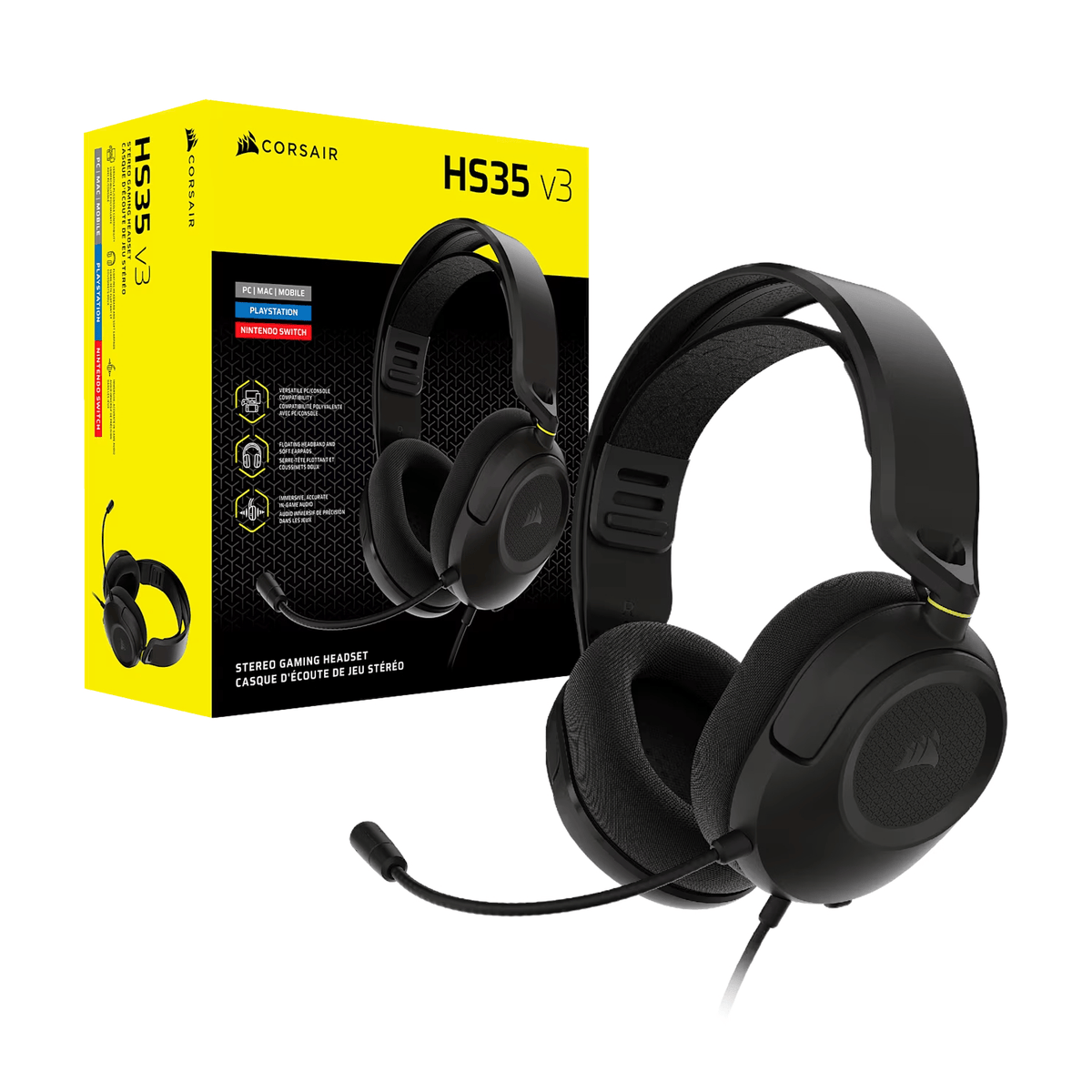 Corsair HS35 v3 Wired Gaming Headset - Carbon – image 4