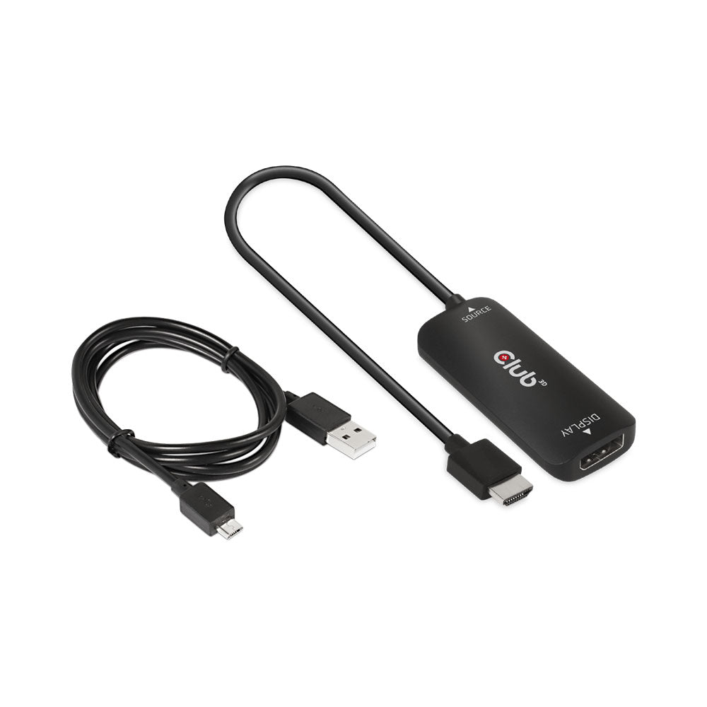 CLUB3D CAC-1335 HDMI TO DISPLAYPORT 4K 120HZ OR 8K 30HZ ACTIVE ADAPTER WITH OPTIONAL MICRO USB POWER INPUT