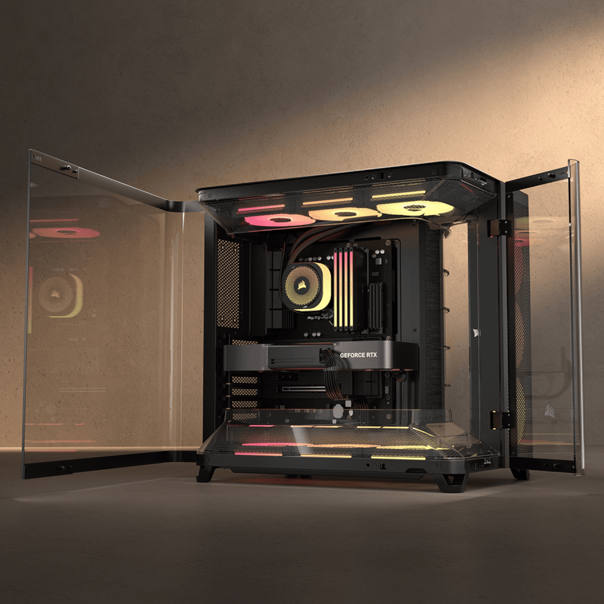 Corsair AIR 5400 LX-R RGB iCUE LINK Triple Chamber Mid-Tower PC Case - Black – image 8