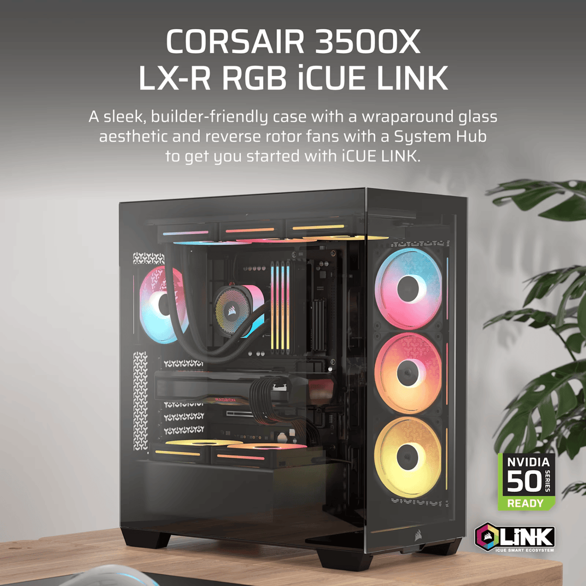 Corsair 3500X LX-R RGB iCUE LINK Mid-Tower PC Case - Black – image 2