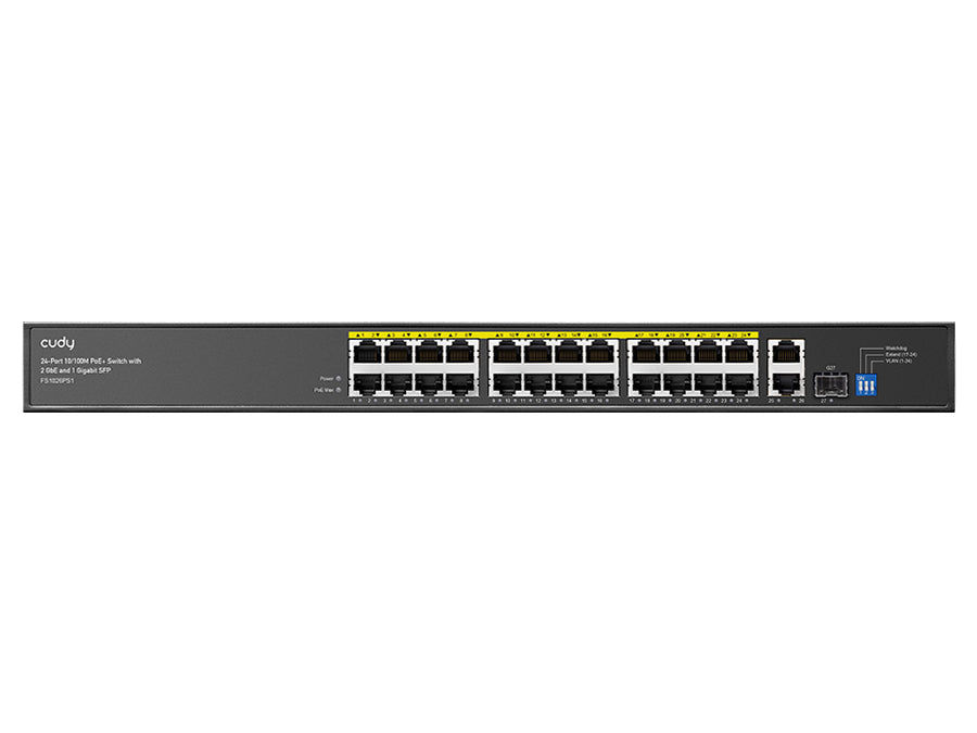 Cudy 24 Port Fast Ethernet PoE 290W 2 Gigabit 1SFP Switch | FS1026PS1