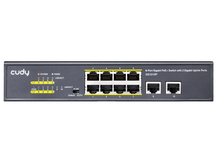 Cudy 10 Port Gigabit 8 PoE 100W PoE Switch | GS1010P