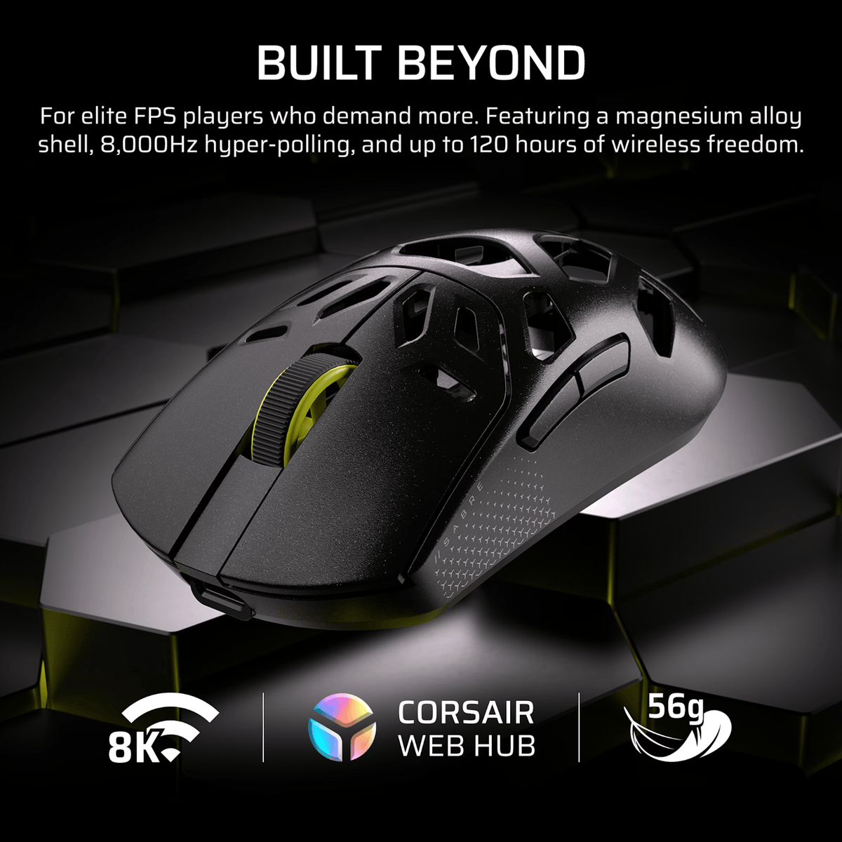 Corsair SABRE v2 PRO WIRELESS MAGNESIUM ALLOY 33000 DPI Gaming Mouse – Black – image 4