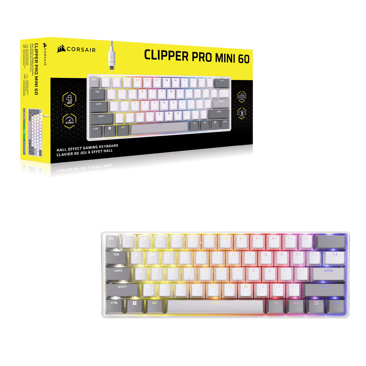 Corsair CLIPPER PRO MINI 60 Hall Effect Gaming Keyboard – White – image 7
