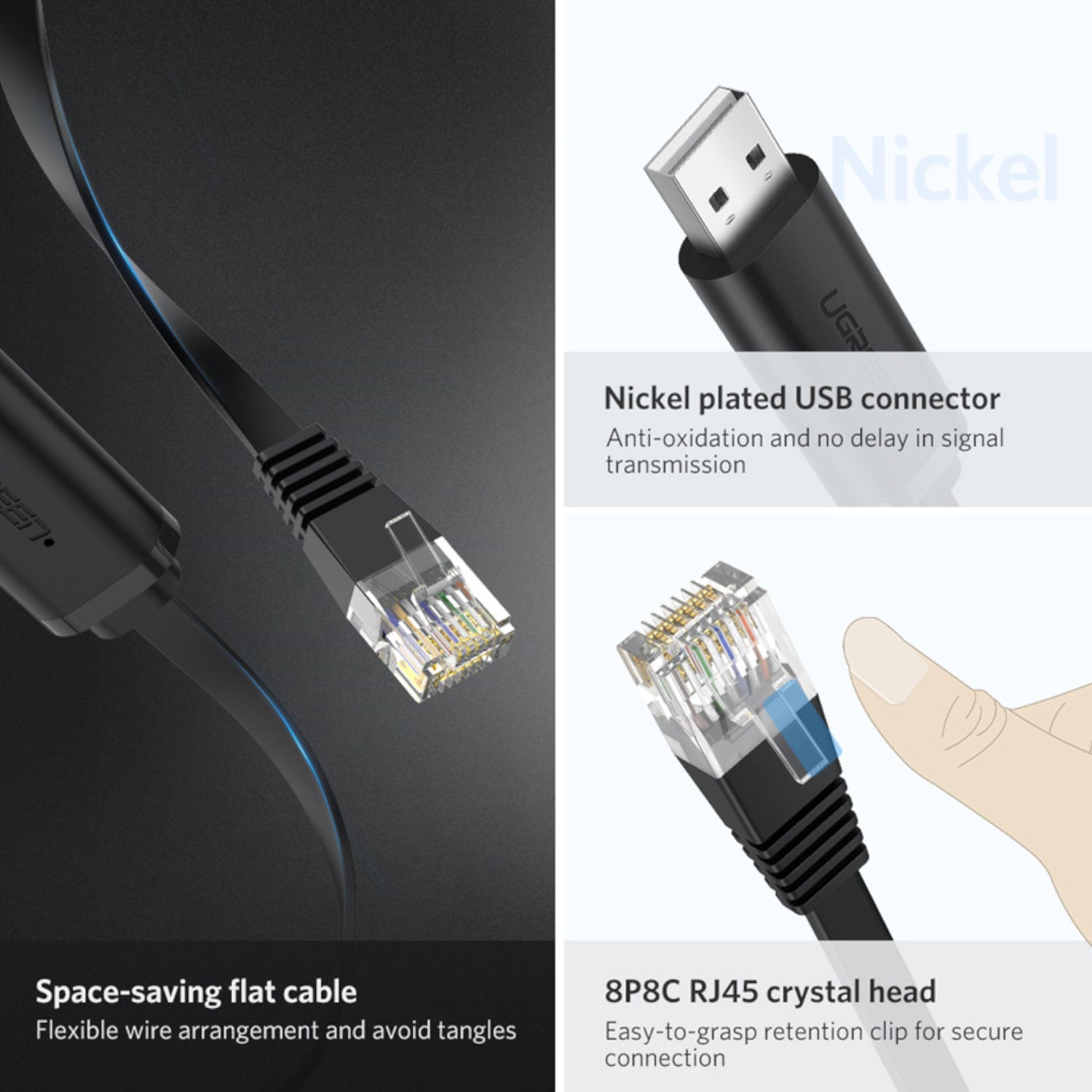 UGREEN USB-A to RJ45 Console Cable 1.5m – image 2
