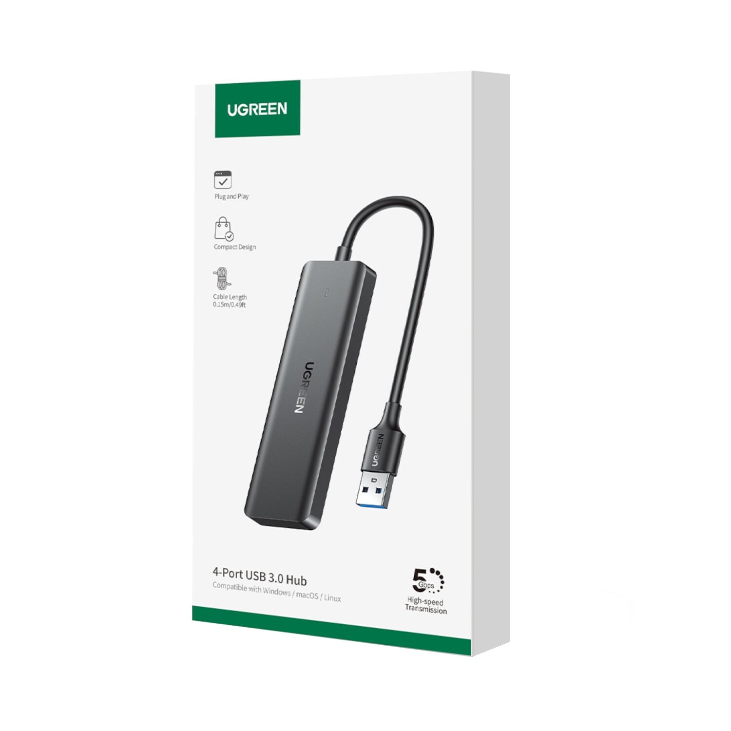 UGREEN 4-in-1 USB 3.0 Hub - High-Speed 5Gbps Data Transfer - Grey – image 6