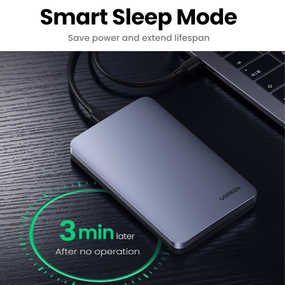 UGREEN CM300 2.5 inch USB Type-C Hard Drive Enclosure - Silver – image 2