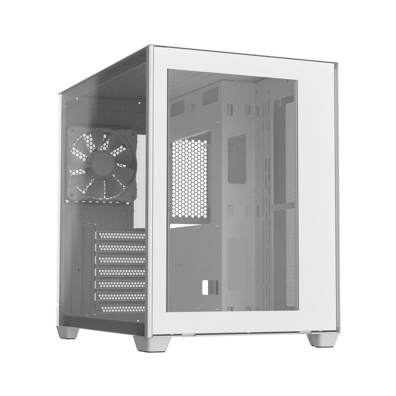 FSP CMT380W ATX Gaming Chassis Tempered Glass side panel – White