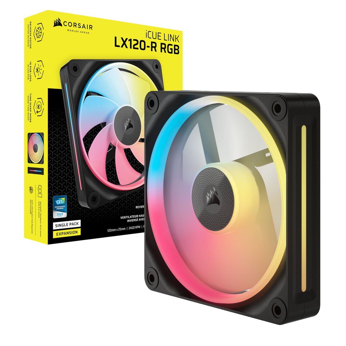 Corsair iCUE LINK LX120-R RGB 120mm PWM Reverse Fan Expansion - Black – image 5