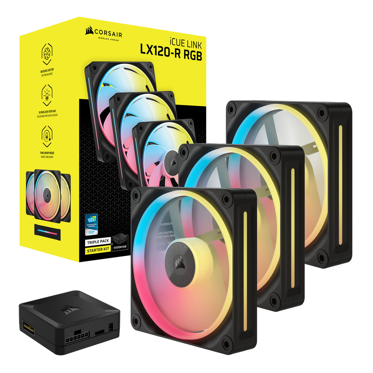 Corsair iCUE LINK LX120-R RGB 120mm PWM Reverse Fans Starter Kit 3-Pack – image 5