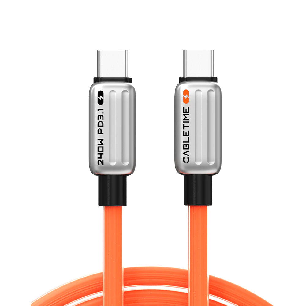 CABLETIME CU04L 2M USB2.0 TYPE-C 240W PD CHARGE AND SYNC CABLE WITH E-MARKER CHIP - ORANGE (CT-CM240-ZS02)