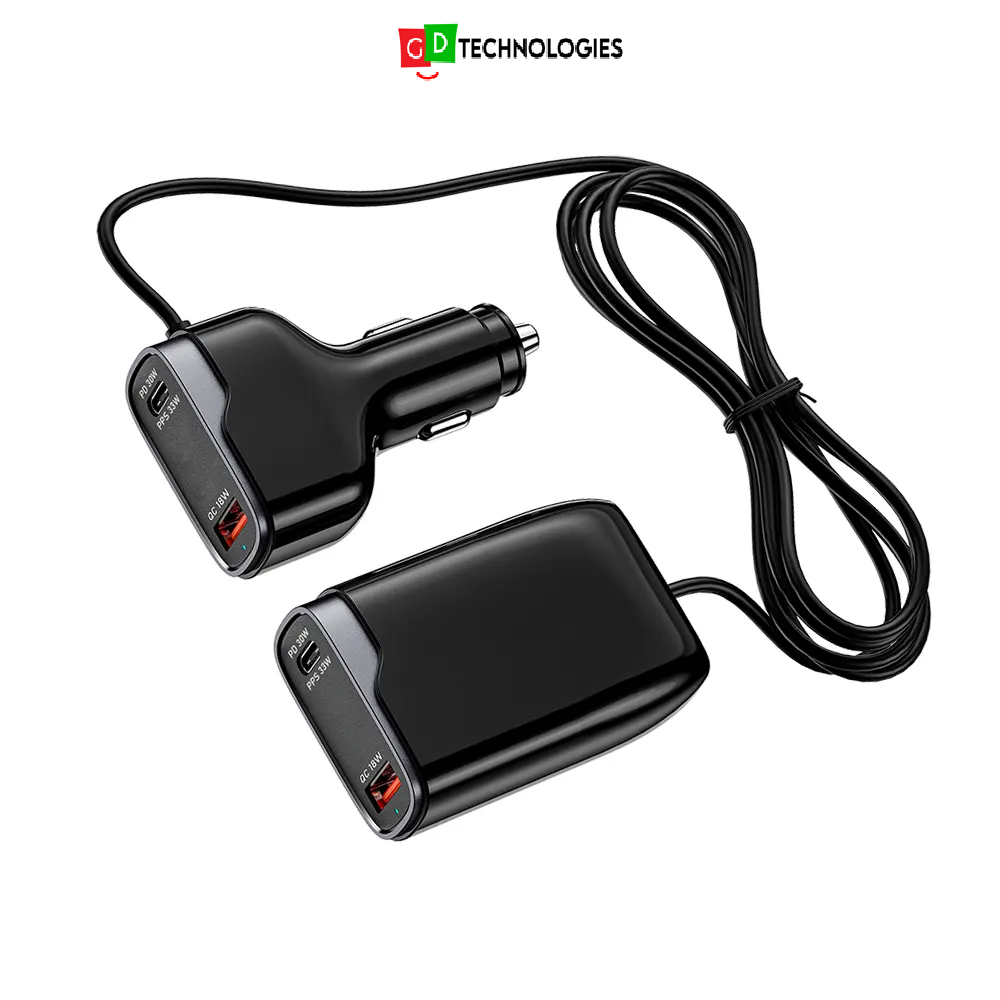 4 in 1 USB-C PD102W Dual USB Travel Car Charger