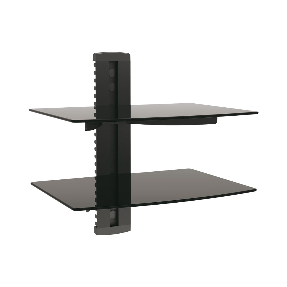 BRACKET DVD,2 SHELVES 6MM BLACK GLASS, 8KG..