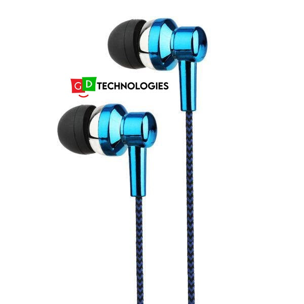 Electro Painted Stereo Earphones with Mic – Blue