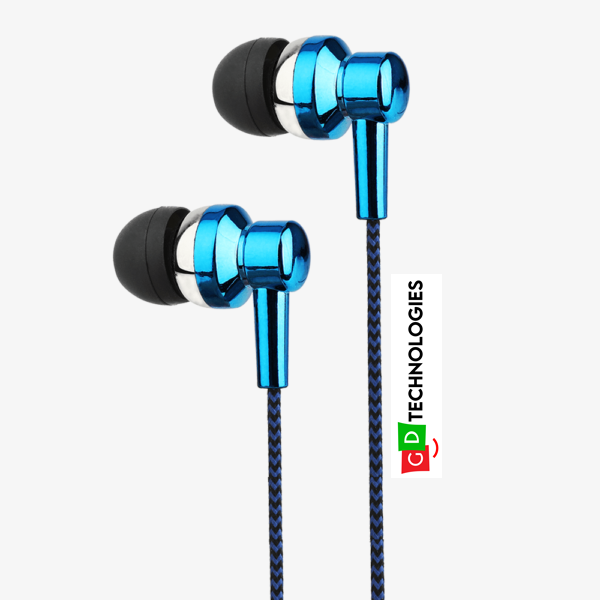 Electro Painted Stereo Earphones with Mic – Blue