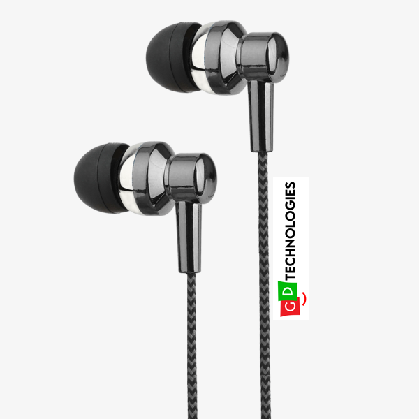 Electro Painted Stereo Earphones with Mic – Grey