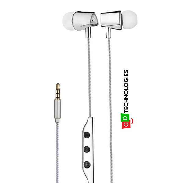Metal Stereo Earphones with Mic – White