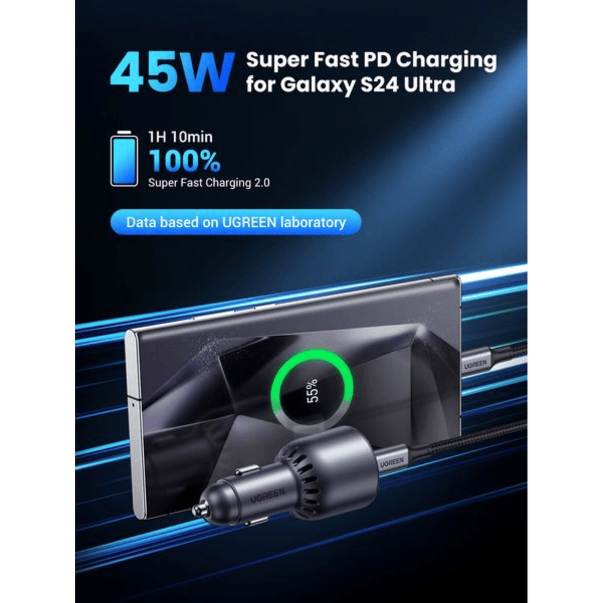 UGREEN 63W Type-C + USB A Fast Car Charger – image 4
