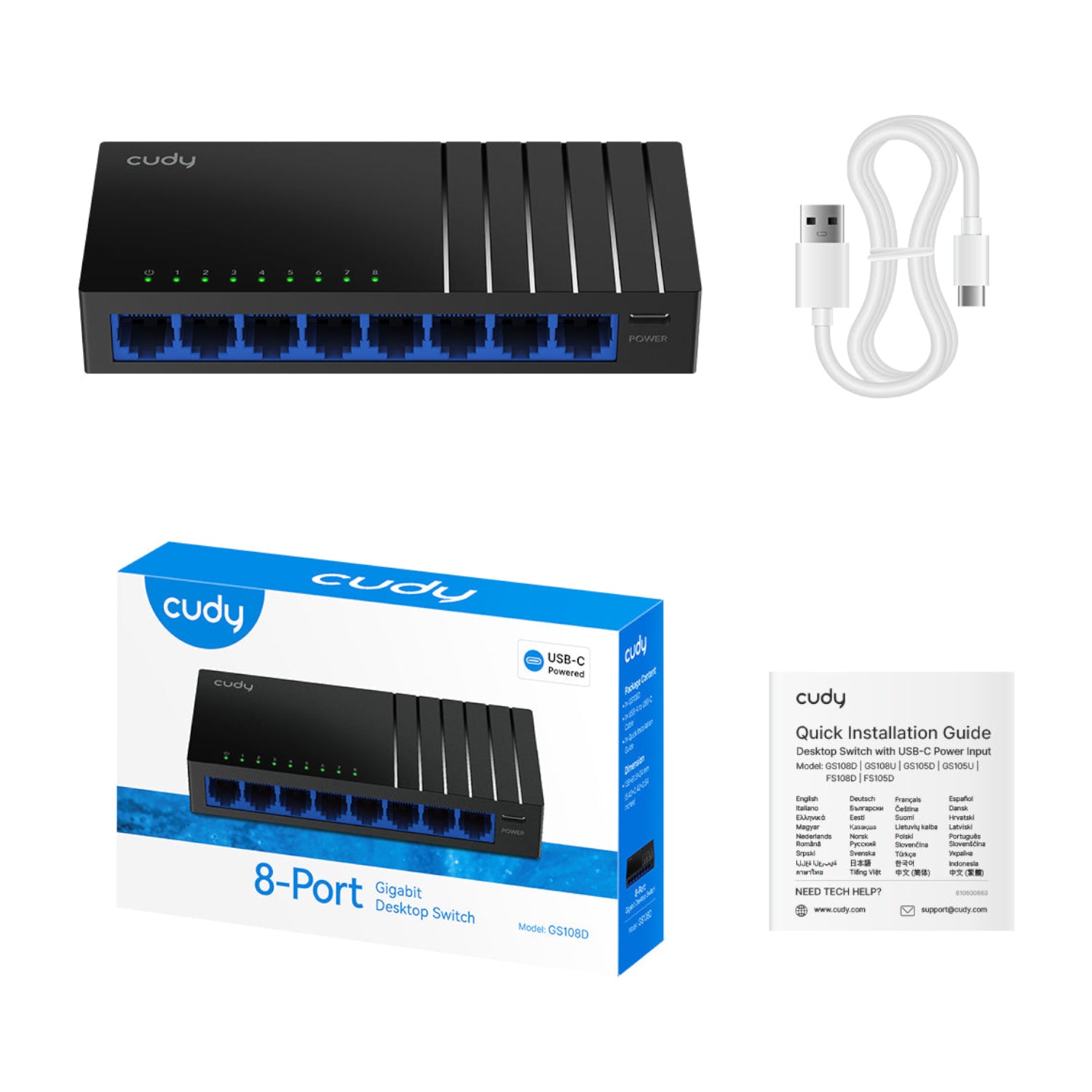 Cudy GS108D 8-Port Gigabit Desktop Switch (USB Type-C Power) – image 3