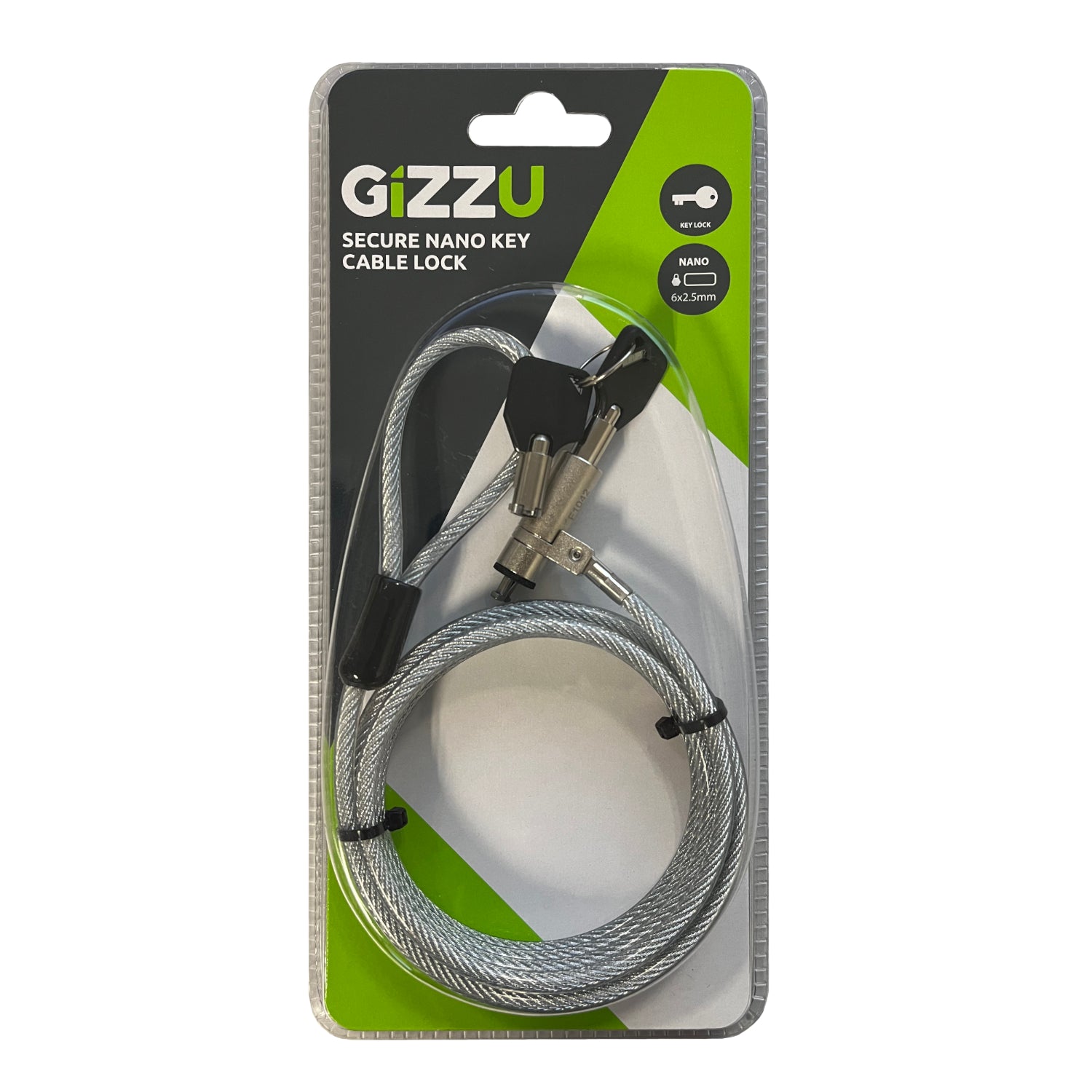 GIZZU 1.8m Nano Key Lock Security Cable with Key – image 2