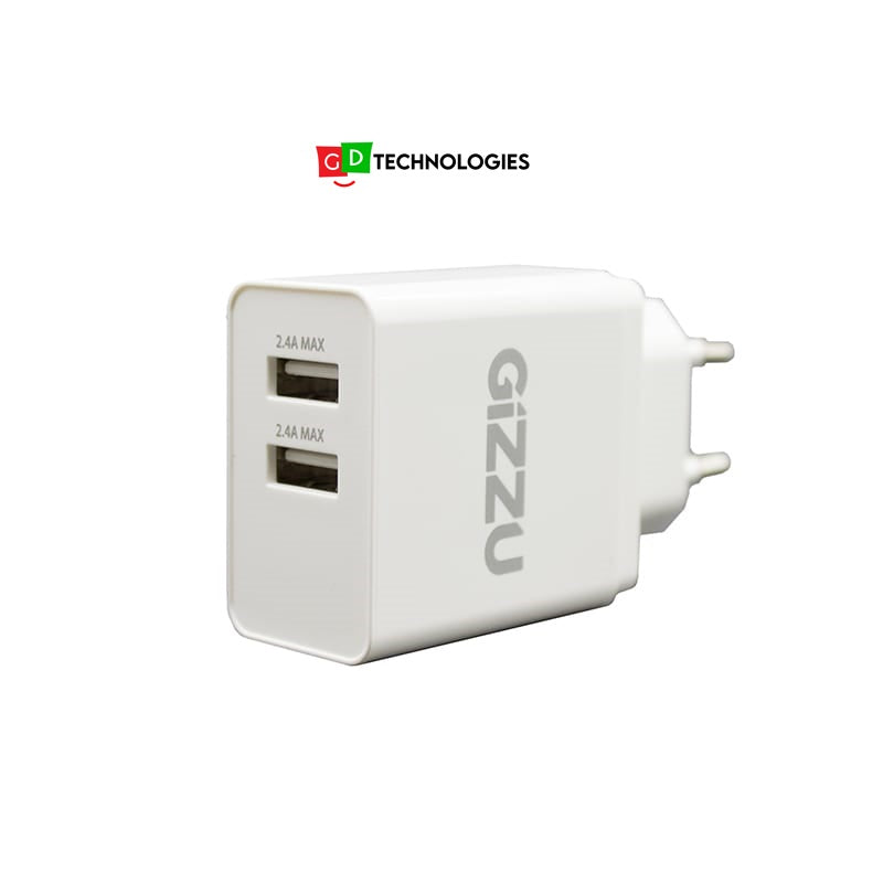 GIZZU Wall Charger Dual USB Port 3.4A – White
