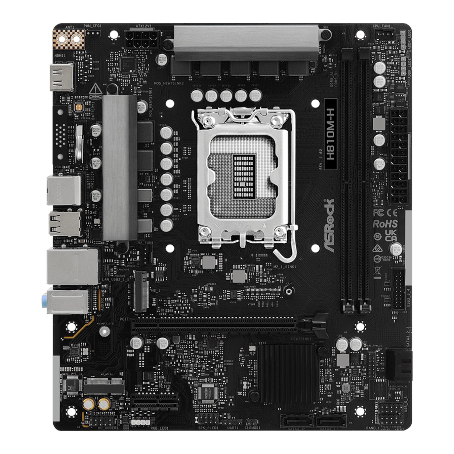 ASRock H810M-H Intel LGA1851 Micro ATX Motherboard - Black – image 2