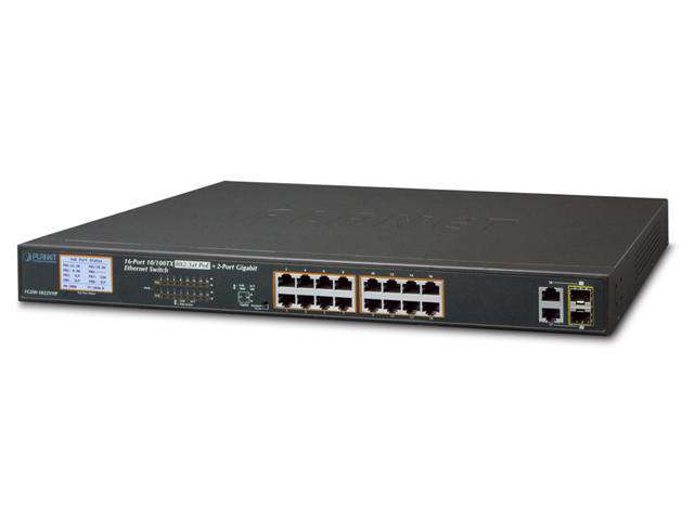 Planet 16 Port 10/100TX 802.3at + 2 Port Gigabit TP/SFP Combo Ethernet Switch