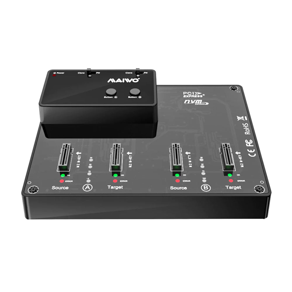 MAIWO K3015P2 QUAD-BAY USB3.2 GEN2 TYPE-C TO NVME M.2 SSD CLONE DOCKING STATION AND DUPLICATOR