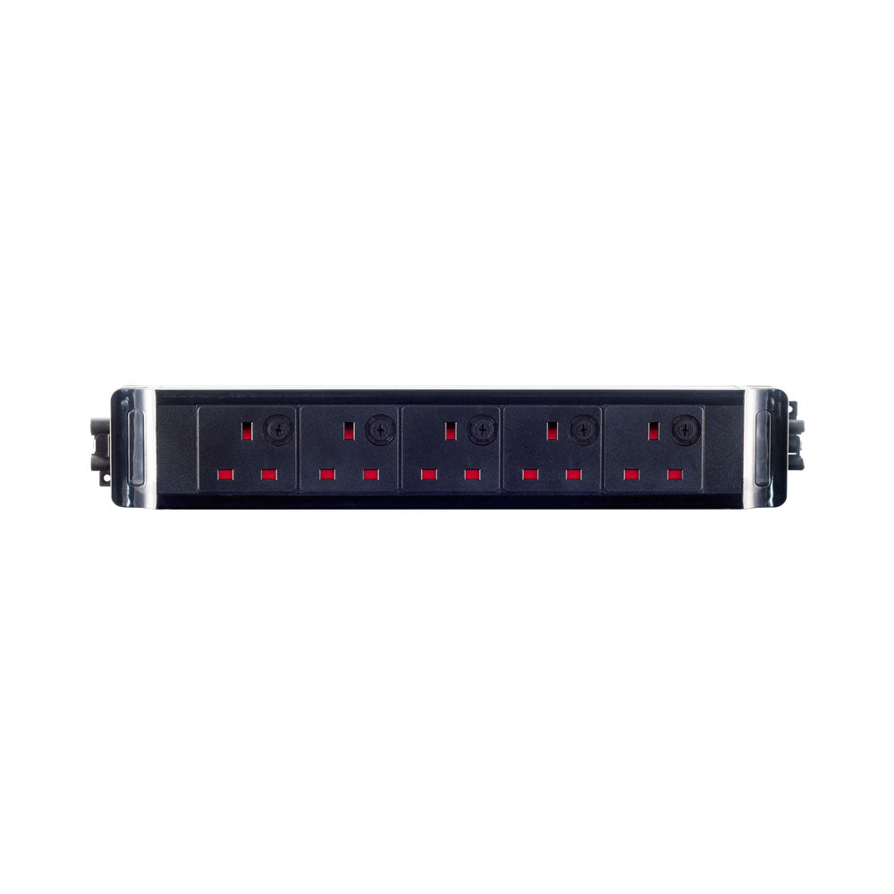 5-WAY BRITISH PWR SKT, GST18 F/M PLUG 16A BLK*