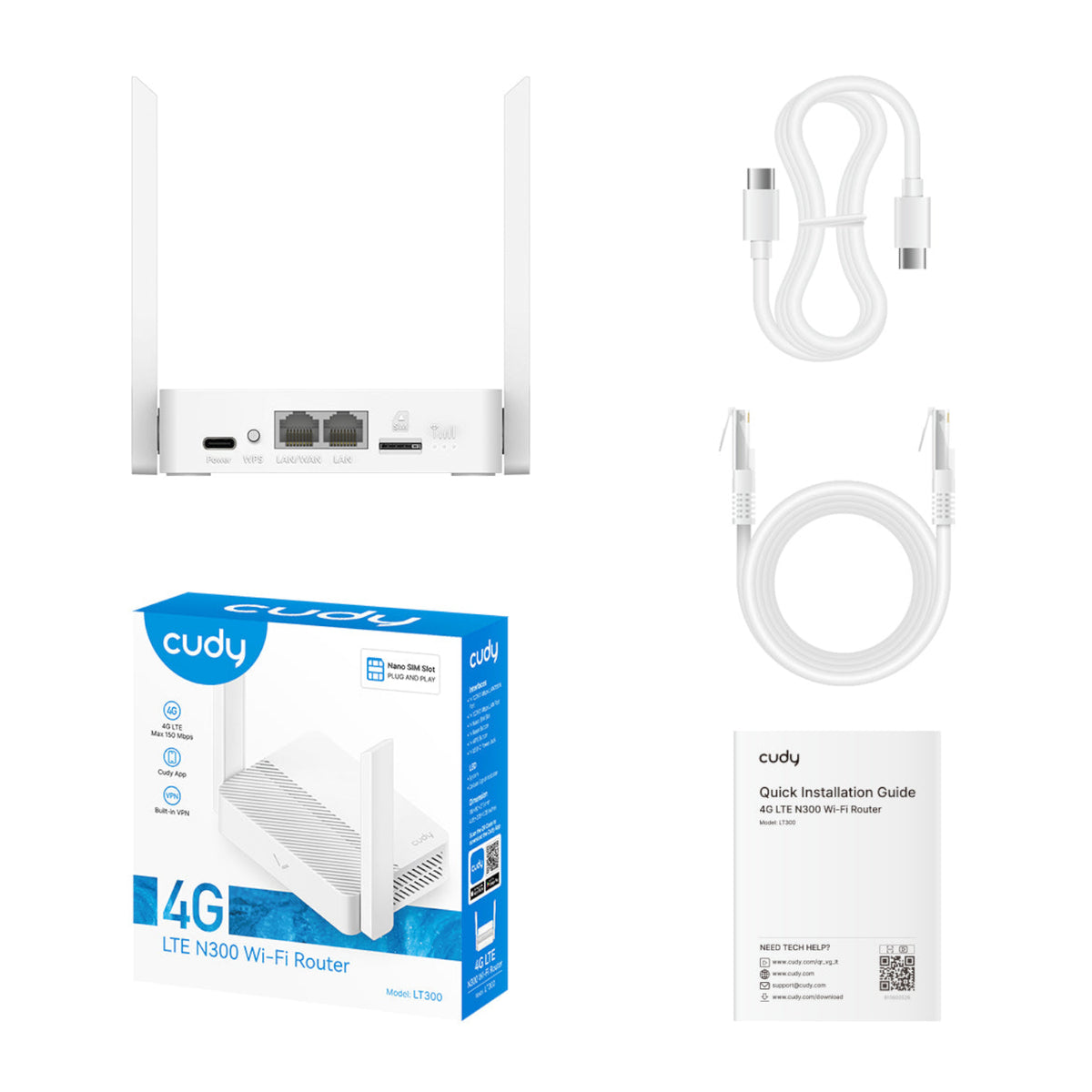 Cudy LT300 4G LTE N300 Wi-Fi Router - White – image 5