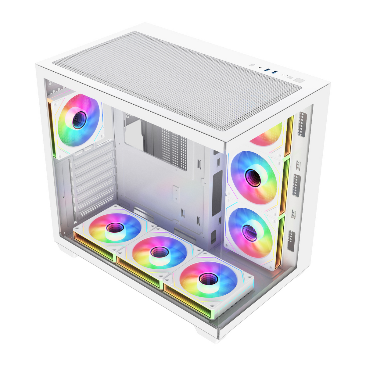 FSP M341 ATX Dual Chamber Mid Tower Gaming Chassis - White – image 3