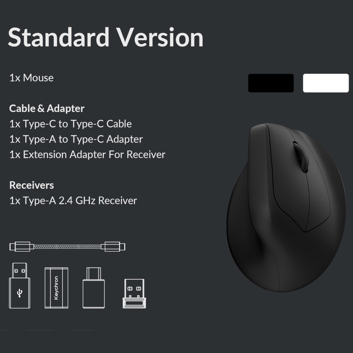 Keychron M5-A29 1K Wireless Mouse (BT/2.4GHz/Wired) - Black – image 8