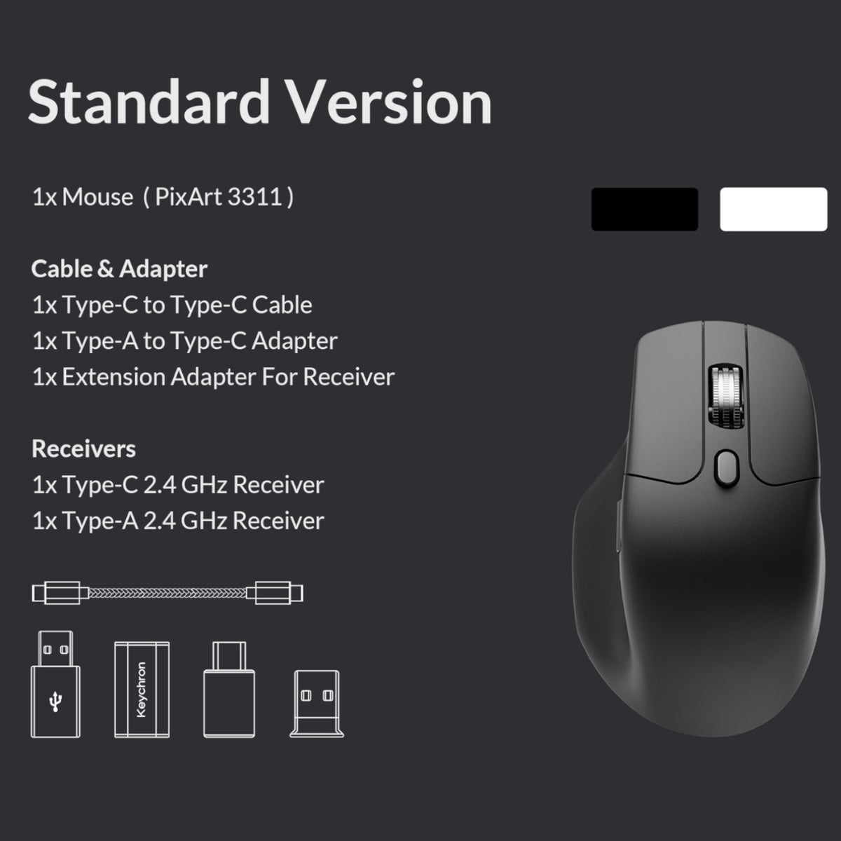 Keychron M6S-B72 1K Wireless Mouse (BT/2.4GHz/Wired) - Black – image 14