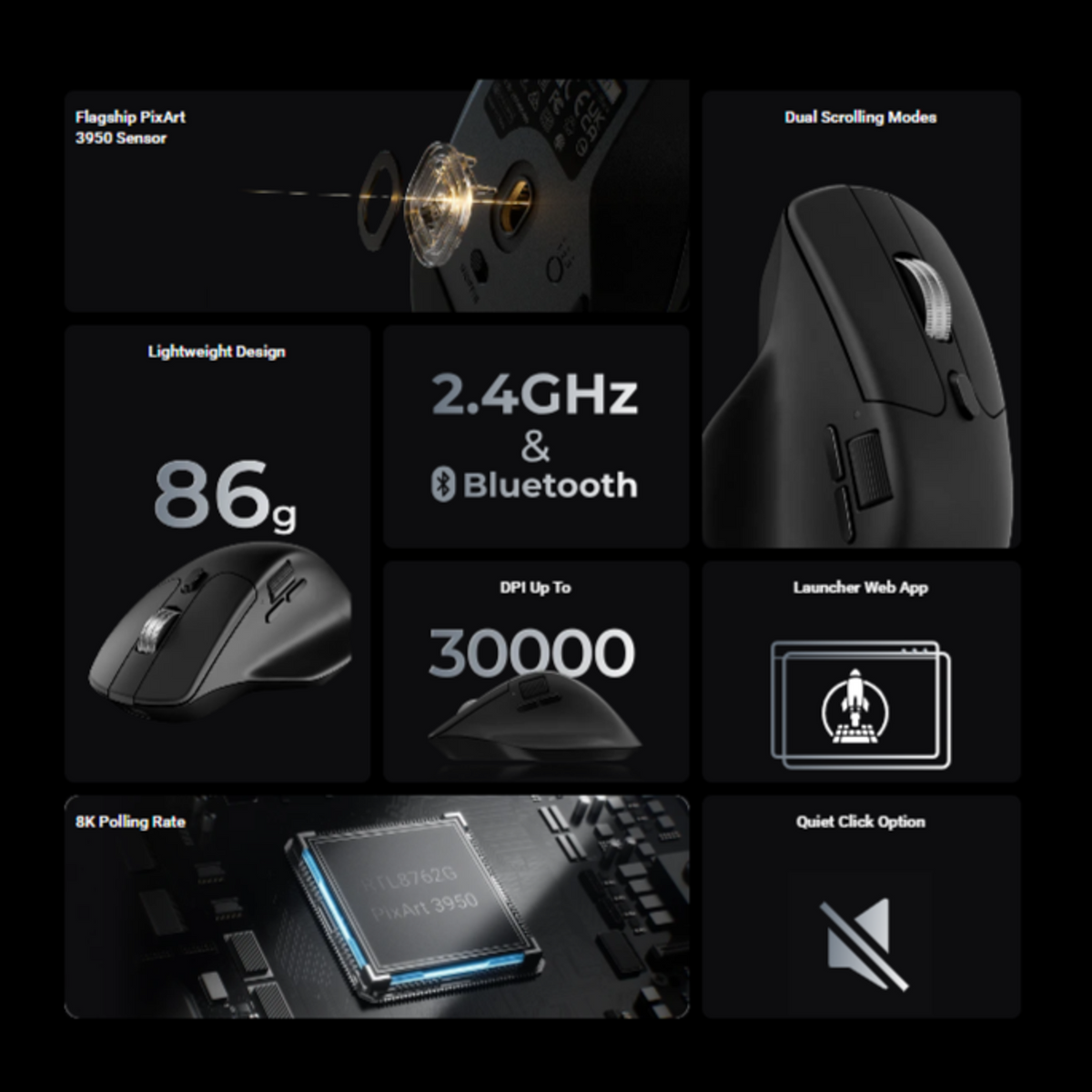 Keychron M6S-B72 1K Wireless Mouse (BT/2.4GHz/Wired) - Black – image 9