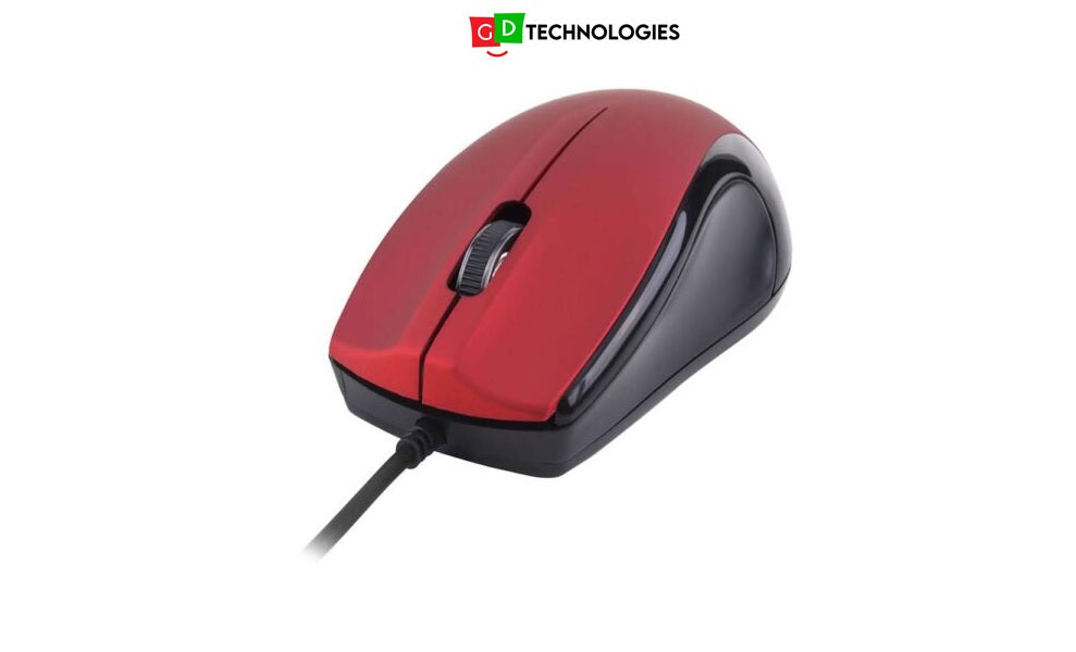 3B USB Wired Large Optical Mouse –  Red