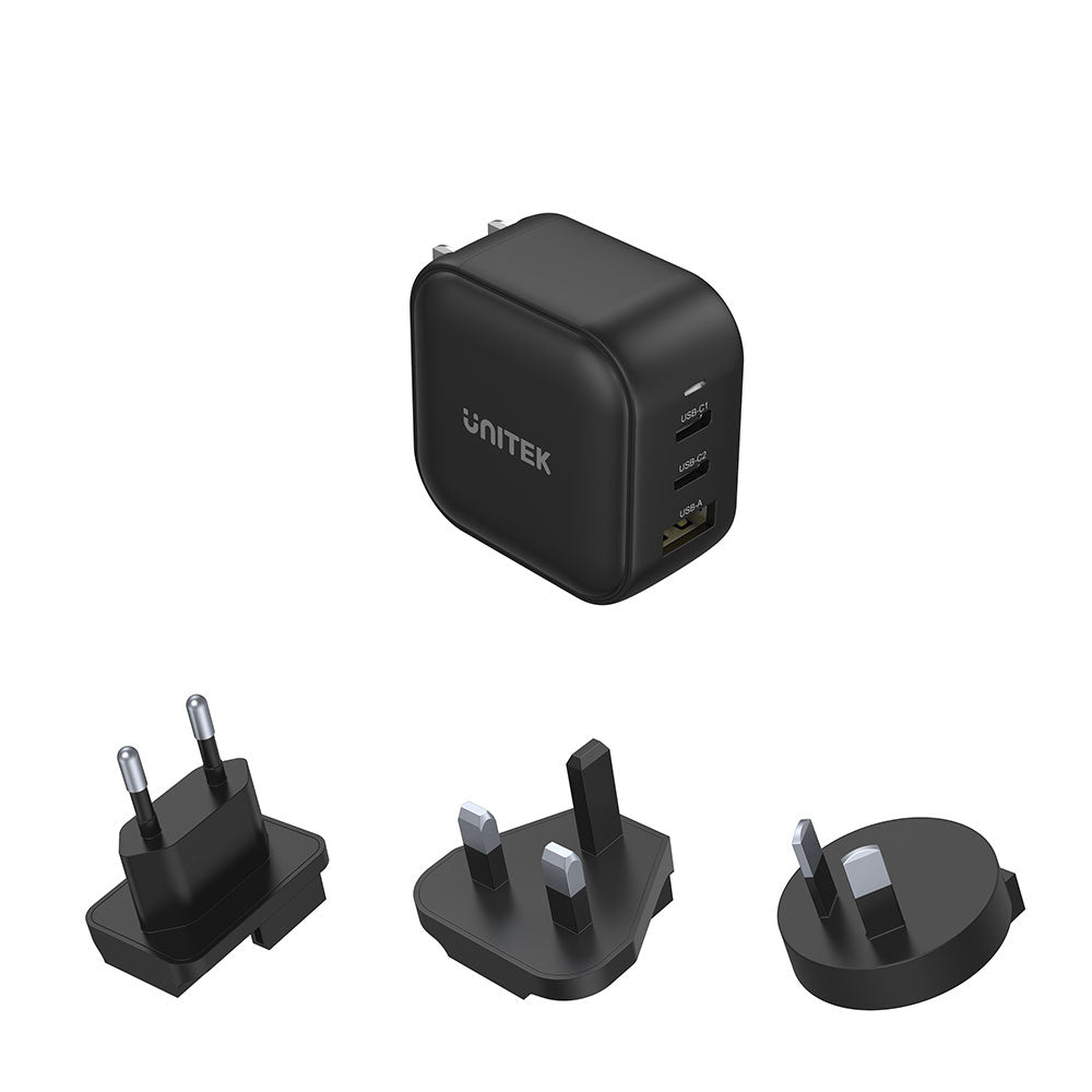 UNITEK 66W 3P USB TRAVEL CHARGER BLK (P1108ABK)*