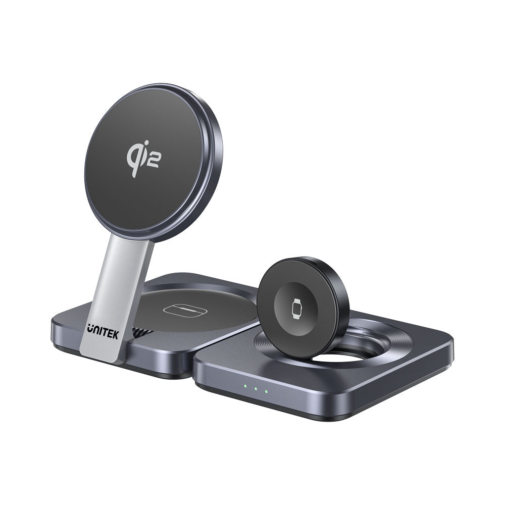 UNITEK P1300A 3-IN-1 QI2 FOLDABLE WIRELESS CHARGING STATION