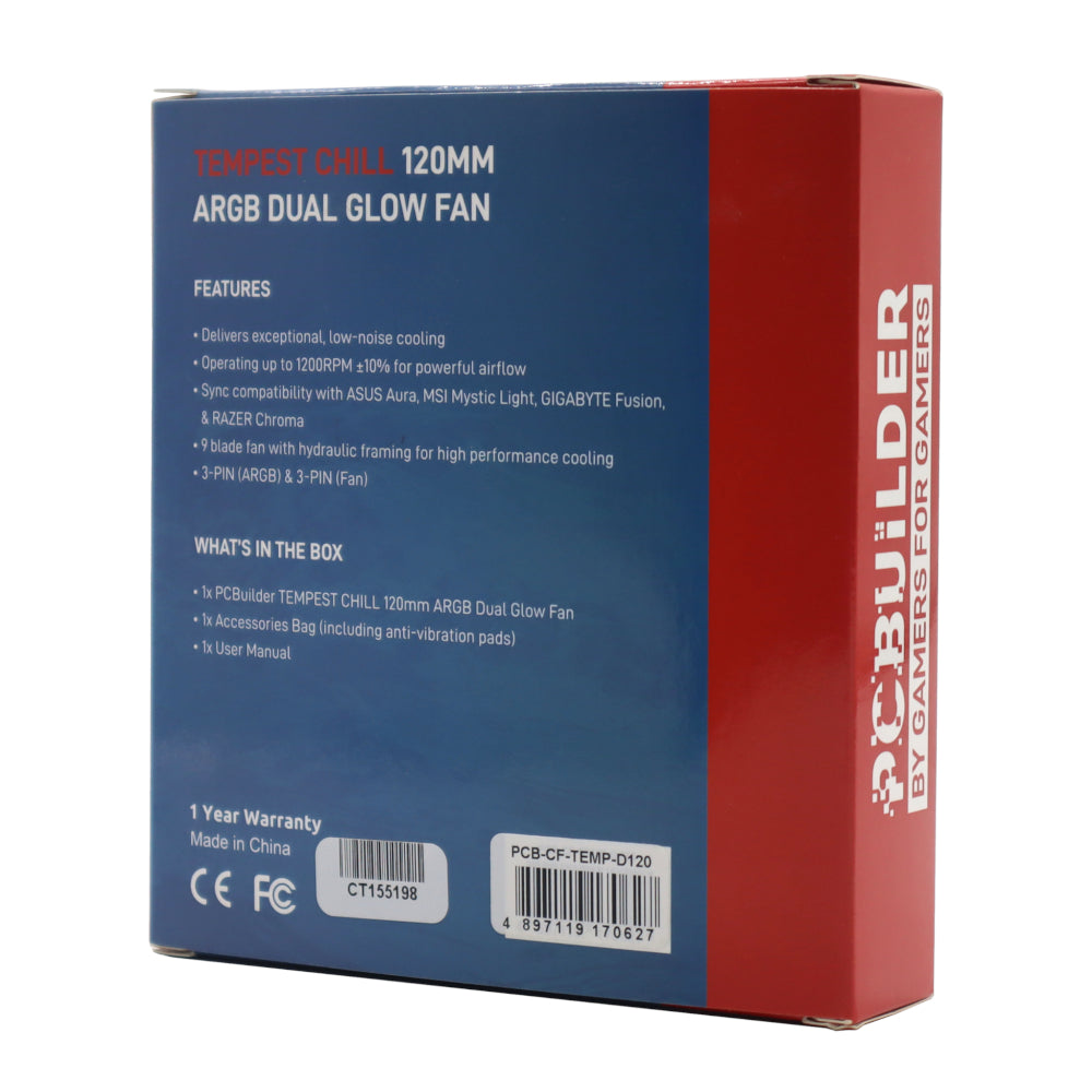 PCBuilder Tempest Chill 120MM ARGB Dual Glow Fan – image 4