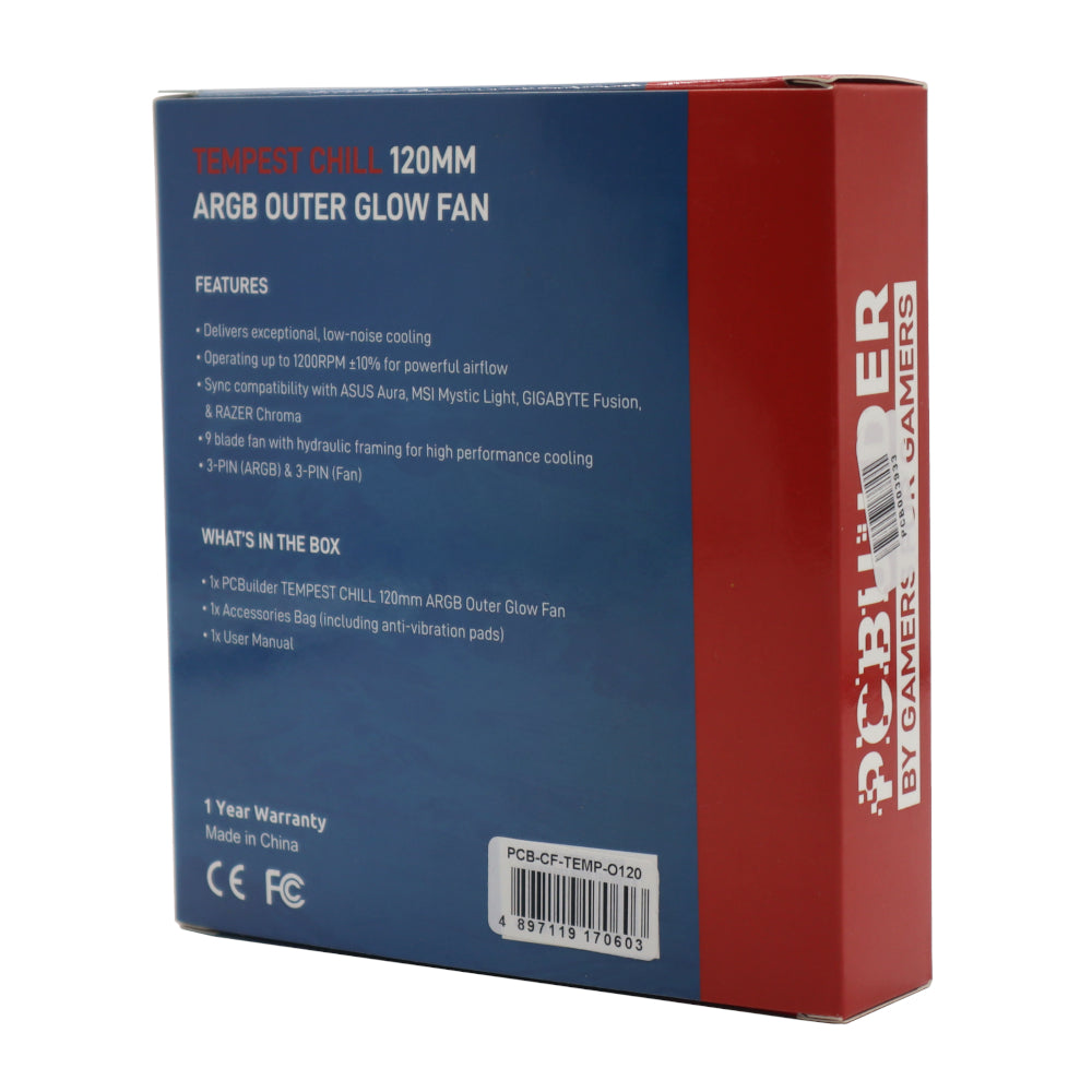 PCBuilder Tempest Chill 120MM ARGB Outer Glow Fan – image 4