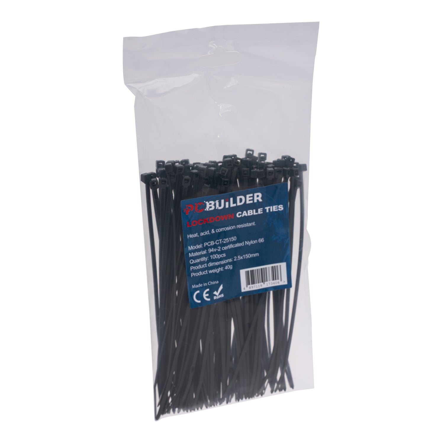 PCBuilder LOCKDOWN 150mm Cable Ties (100 pcs) - Black - image 3