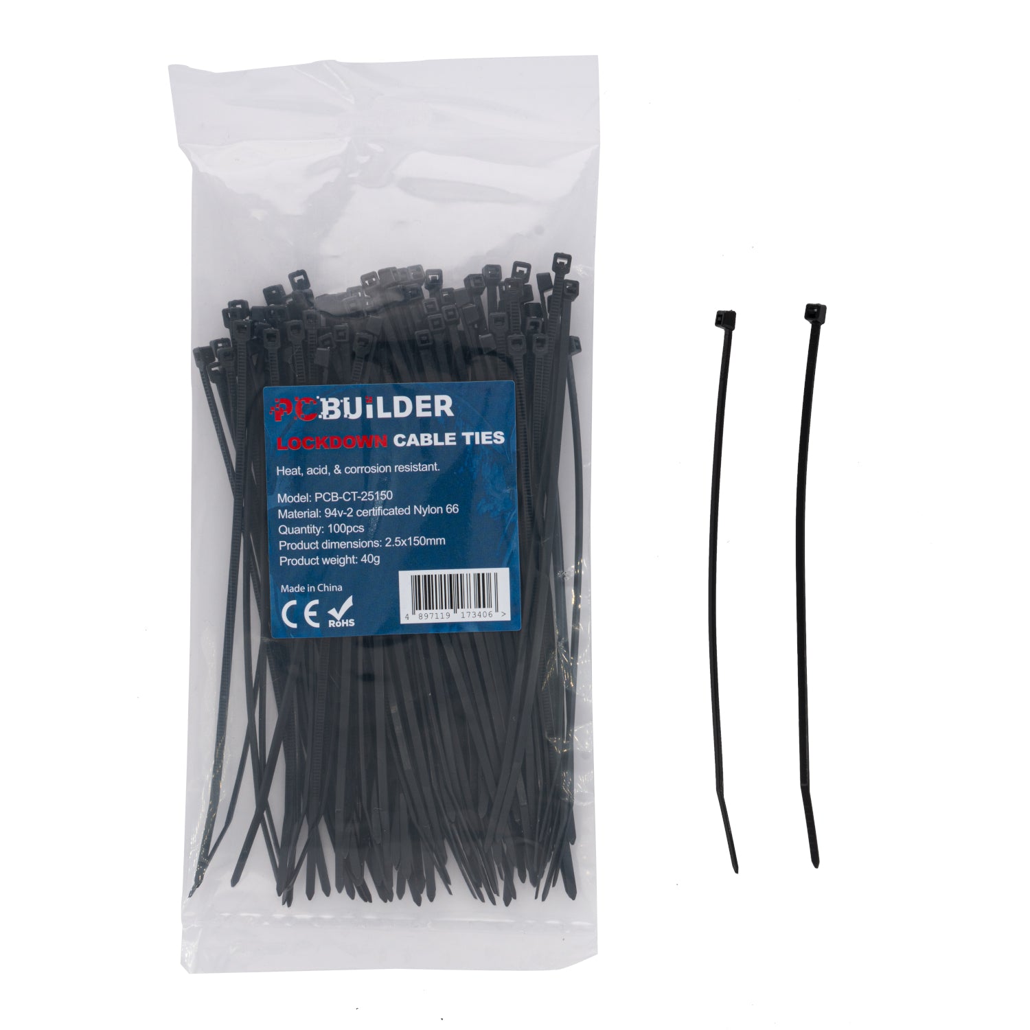 PCBuilder LOCKDOWN 150mm Cable Ties (100 pcs) - Black – image 5