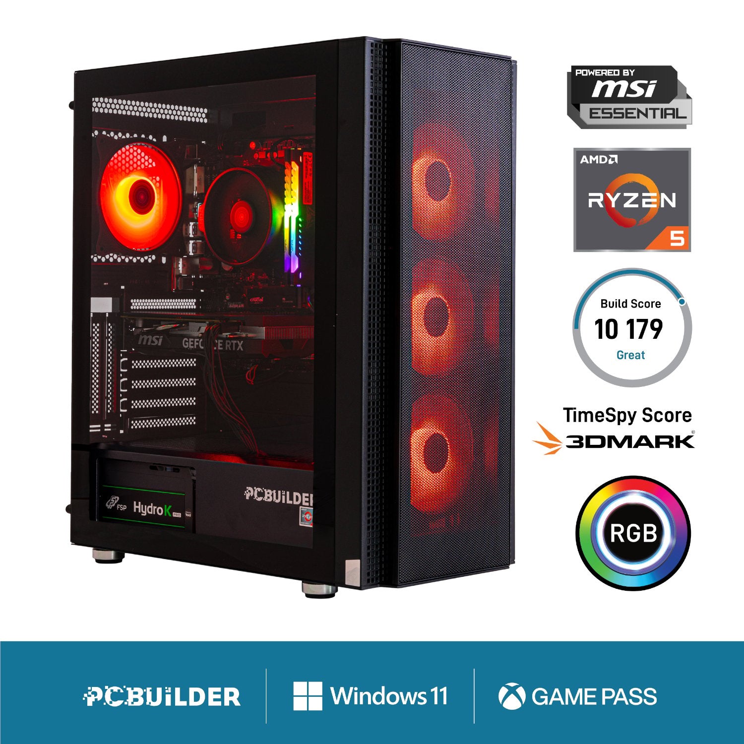 PCBuilder AMD Ryzen 5 5600X BARRICADE Windows 11 Gaming PC