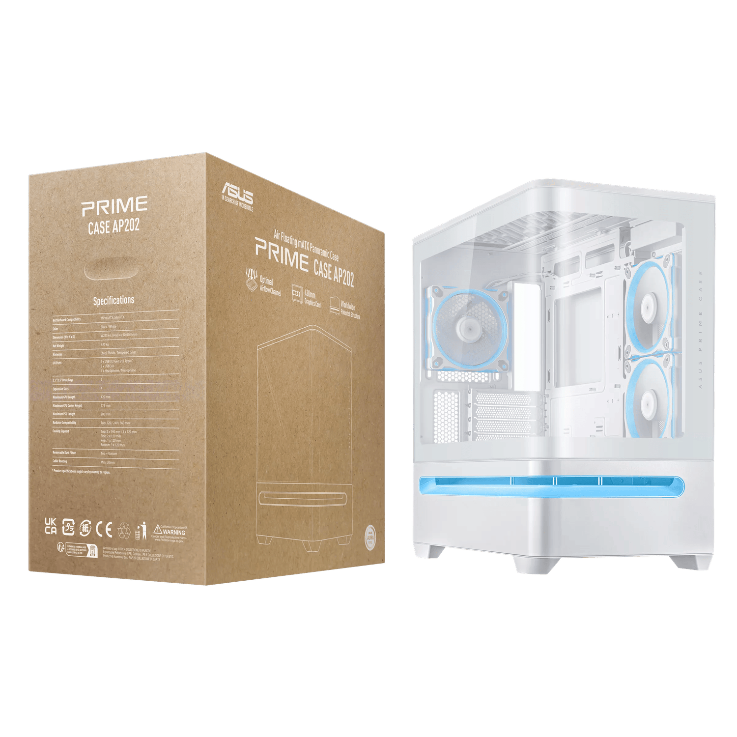 ASUS Prime AP202 ARGB mATX White Chassis – image 7