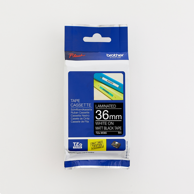 Brother 36MM White on Matt Black Laminated tape