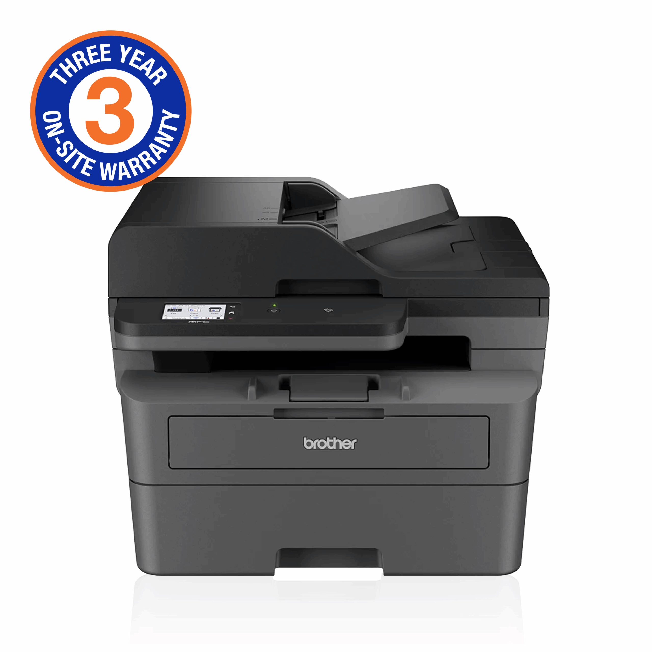 Brother Mid-Range Mono Laser MFC with Duplex printing and wired and wireless printing capabilities (3YR onsite)