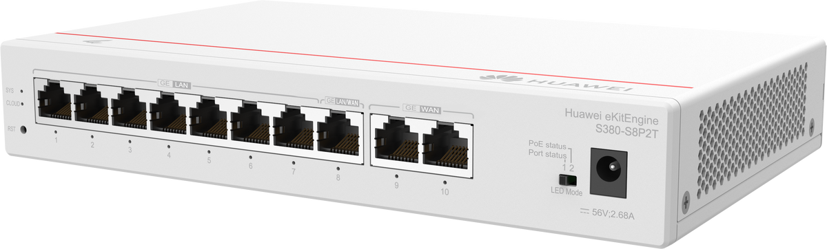 S380 S8P2T 2*GE WAN 8*GE LAN(PoE+ 124W) up to 350 users forwarding performance 2Gbps