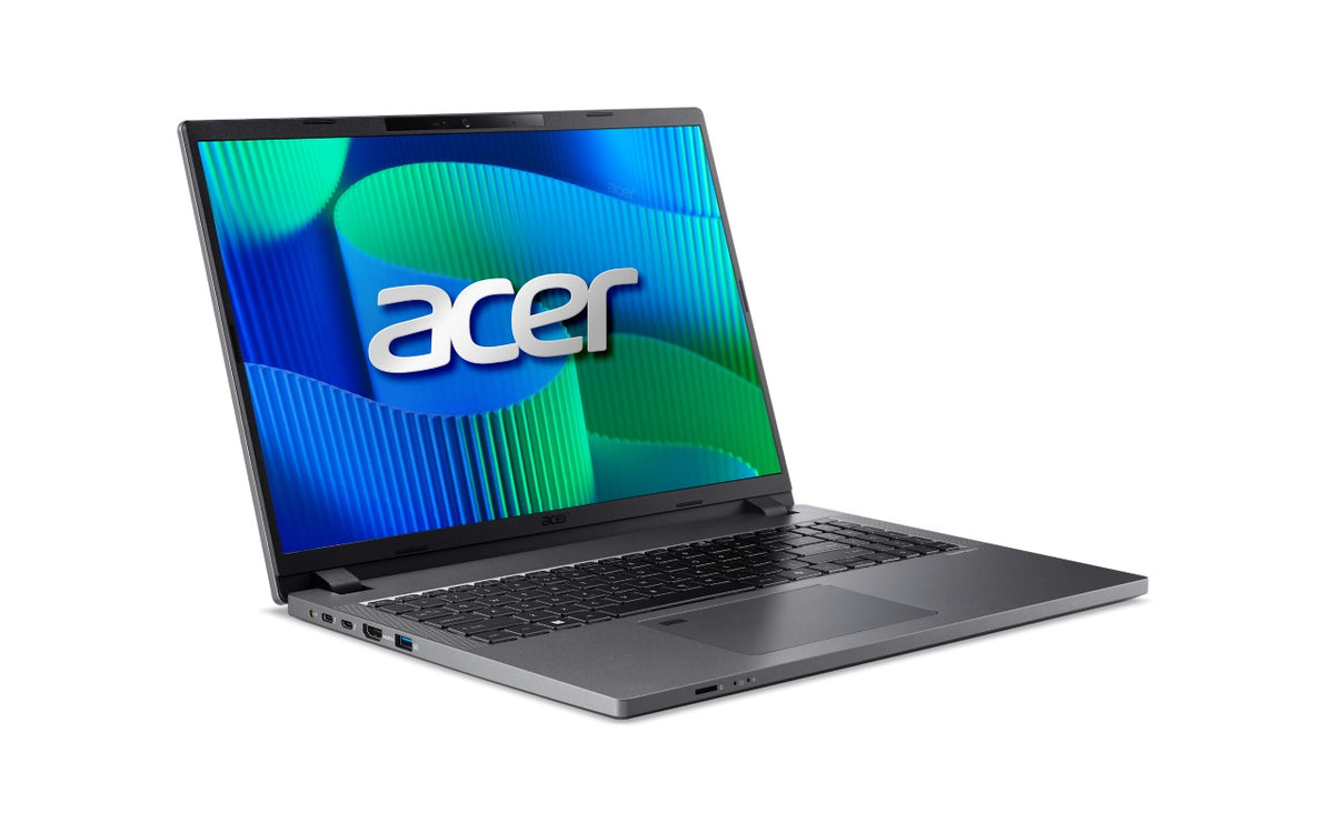 Acer TravelMate TMP216-51-G2-TCO-749F 16"WUXGA SlimBezel IPS Intel Core 7 Processor 150U LTE 16 GB DDR5 Memory (1 x extra DIMM slot) 512GB PCIe nVMe SSD Micro SD card reader WIFI6E+BT 2x2 AX+BT 6E Acer PBA FPR FHD IR camera 53Wh Li-ion battery 65W TypeC a