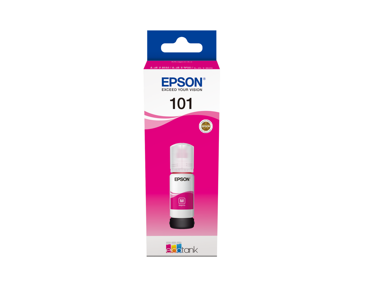 Epson 101 Ink Bottles Magenta 70ml Ecotank L4150 / L4156 / L4160 / L4260 / L6160 / L6170 / L6176 / L6190 / L6270 / L6290 / L6370 / L14150 6000 pages